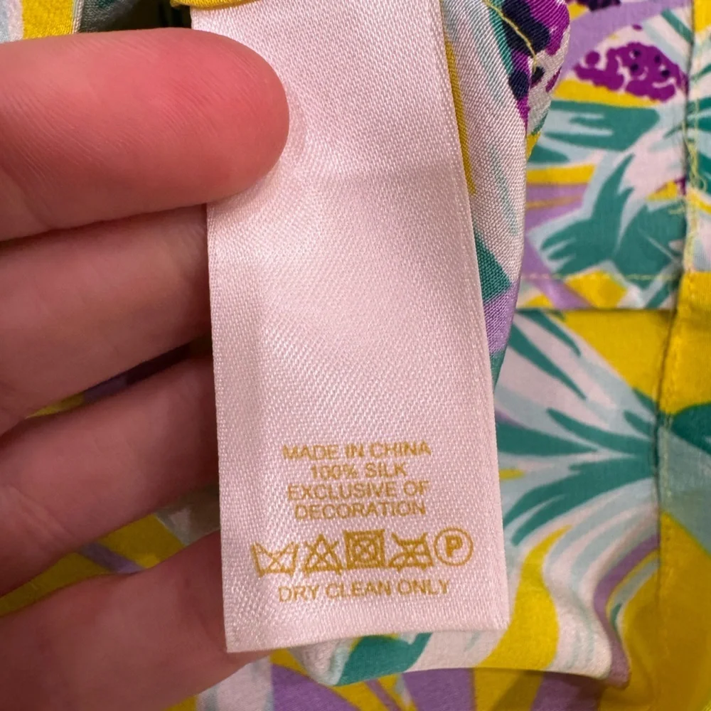KATE SPADE 100% Silk Spring Easter Floral Lace Blouse Size 6 VGUC